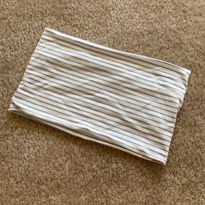 Gray & white striped foldable stretchy headband